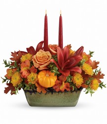 Teleflora's Country Oven Centerpiece from Swindler and Sons Florists in Wilmington, OH